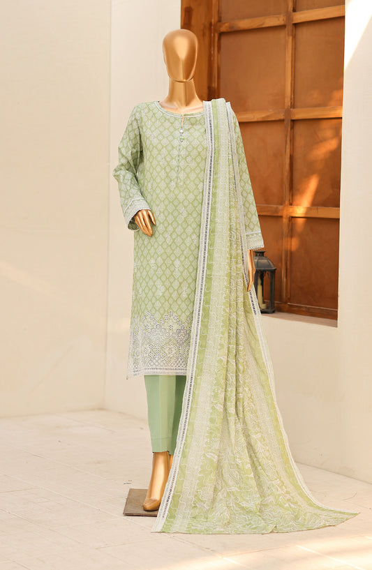 Nakshkari by HZ Textile Embroidered Lawn Unstitched 3 Piece Suit - D-06 - HZ26NAK - Green - Summer Collection