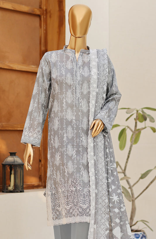 Nakshkari by HZ Textile Embroidered Lawn Unstitched 3 Piece Suit - D-05 - HZ26NAK - Grey - Summer Collection
