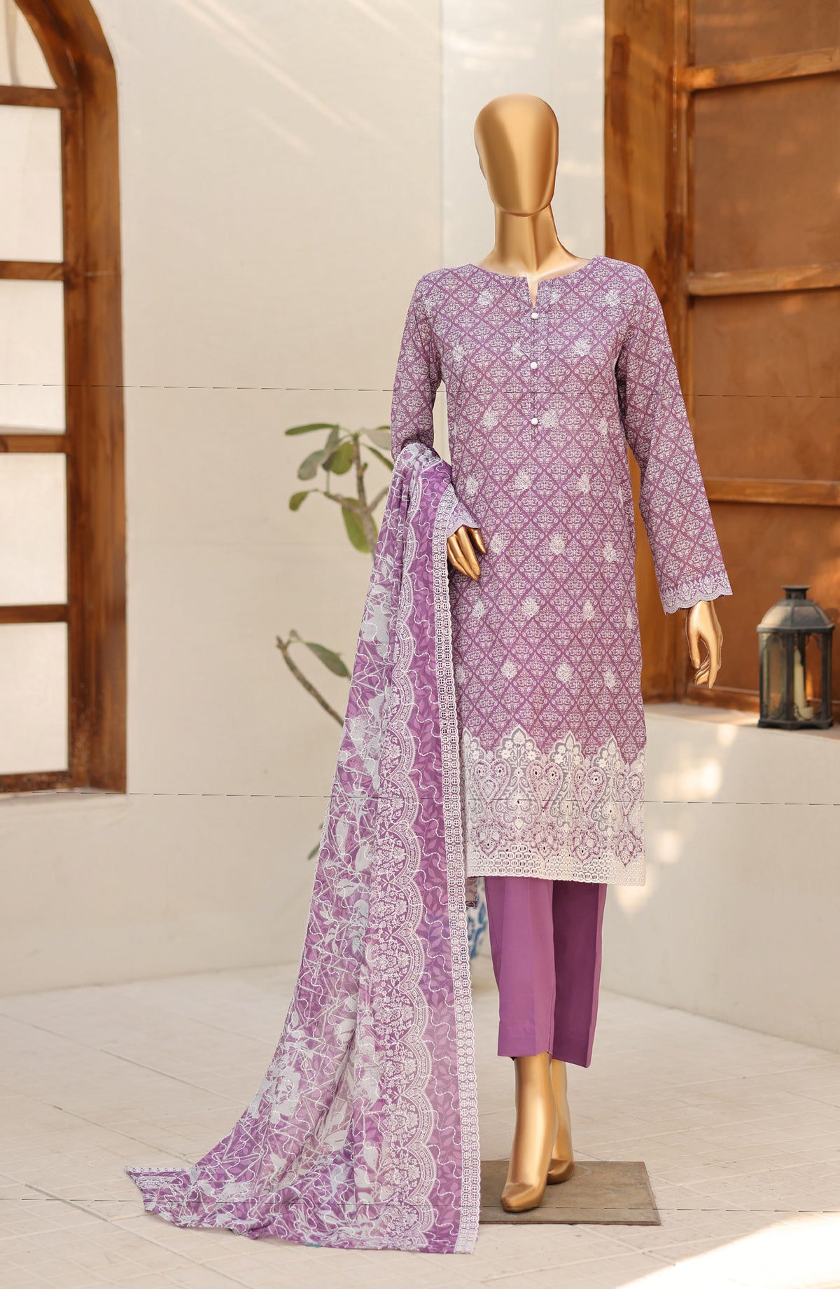 Nakshkari by HZ Textile Embroidered Lawn Unstitched 3 Piece Suit - D-01 - HZ26NAK - Purple - Summer Collection