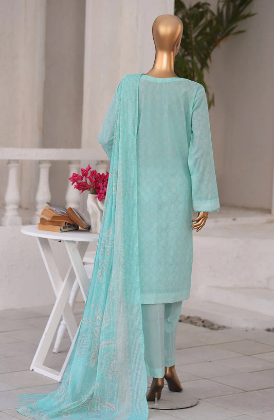 Nakshkari by HZ Textiles Embroidered Lawn Unstitched 3 Piece Suit - D-05 - HZ26KRI - Ferozi - Festive Collection