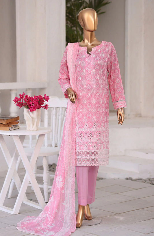 Nakshkari by HZ Textiles Embroidered Lawn Unstitched 3 Piece Suit - D-04 - HZ26KRI - Pink - Festive Collection