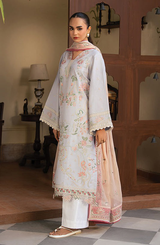 Namah by Xenia Embroidered Lawn Unstitched 3 Piece Suit - ELIAN - XF26NM - Blue - Summer Collection