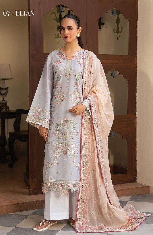 Namah by Xenia Embroidered Lawn Unstitched 3 Piece Suit - ELIAN - XF26NM - Blue - Summer Collection