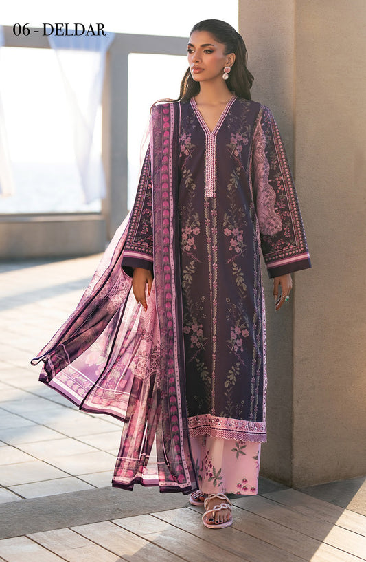 Namah by Xenia Embroidered Lawn Unstitched 3 Piece Suit - DELDAR - XF26NM - Purple - Summer Collection