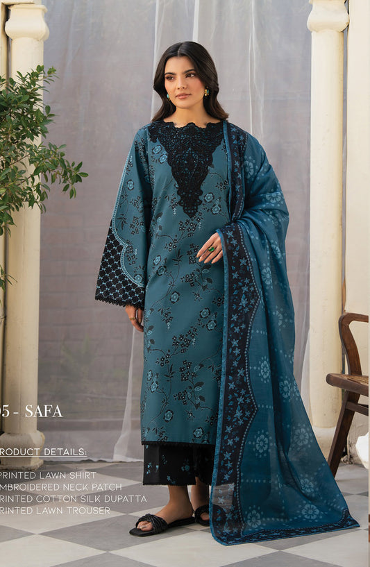 Namah by Xenia Embroidered Lawn Unstitched 3 Piece Suit - SAFA - XF26NM - Blue - Summer Collection