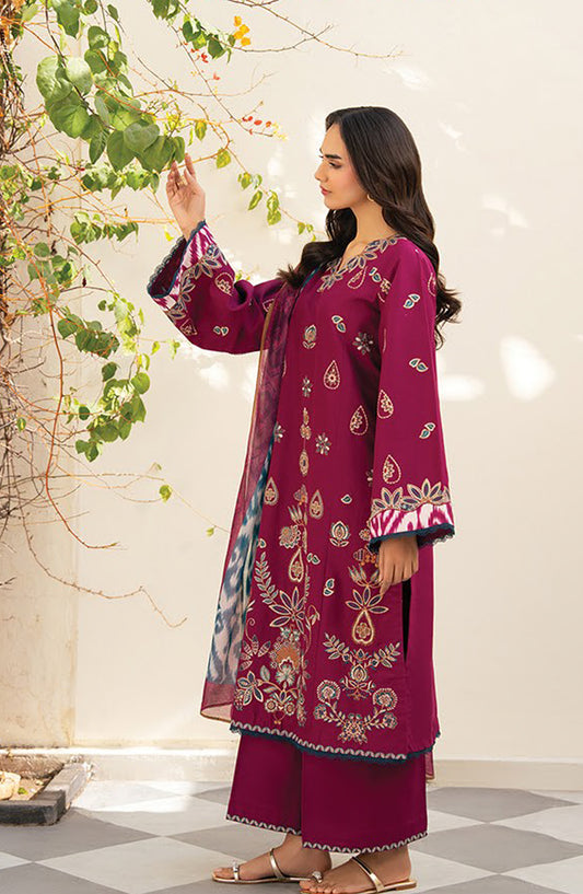 Namah by Xenia Embroidered Lawn Unstitched 3 Piece Suit - NELAM - XF26NM - Pink - Summer Collection