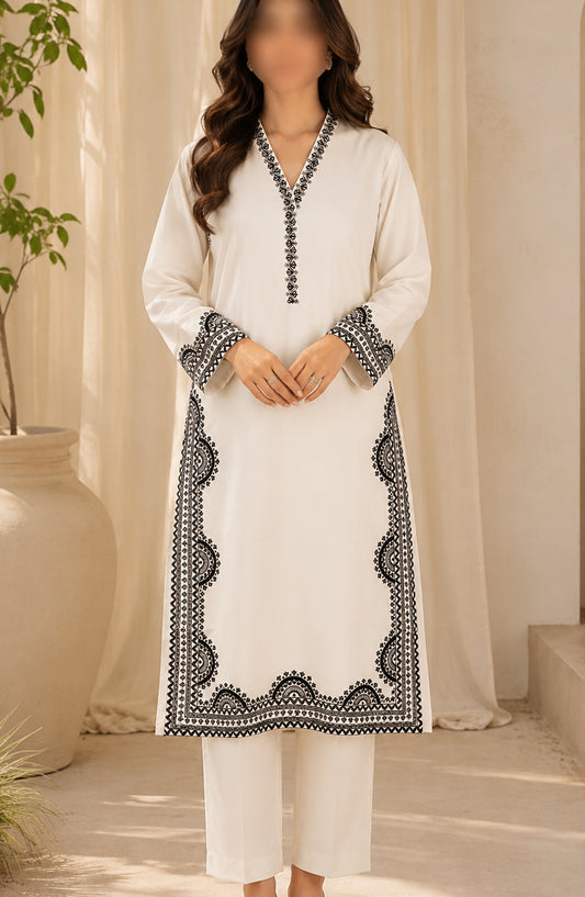Naqsh by Amna Khadija Embroidered Cotton Stitched 2 Piece Suit - AKN-01 - AM26NQD - White - Summer Collection