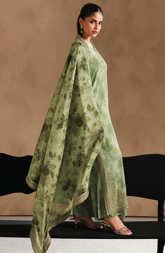 Naqsh by Ramsha Embroidered Raw Silk Unstitched 3 Piece Suit - RS-201 - RM26NQ - Green - Winter Collection
