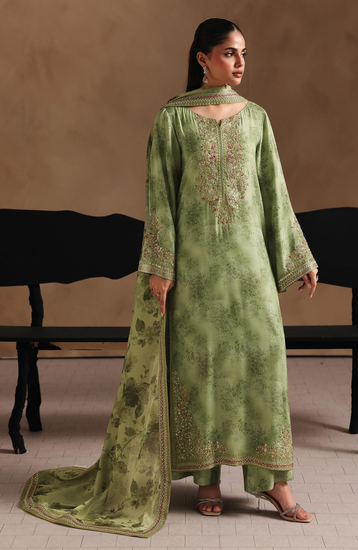 Naqsh by Ramsha Embroidered Raw Silk Unstitched 3 Piece Suit - RS-201 - RM26NQ - Green - Winter Collection