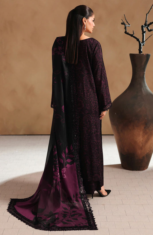 Naqsh by Ramsha Embroidered Raw Silk Unstitched 3 Piece Suit - RS-202 - RM26NQ - Black - Winter Collection