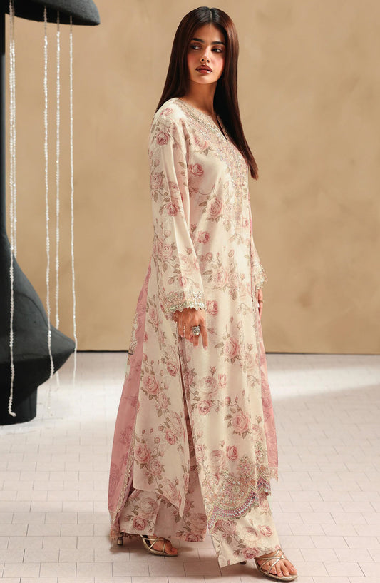 Naqsh by Ramsha Embroidered Raw Silk Unstitched 3 Piece Suit - RS-205 - RM26NQ - Fawn - Winter Collection