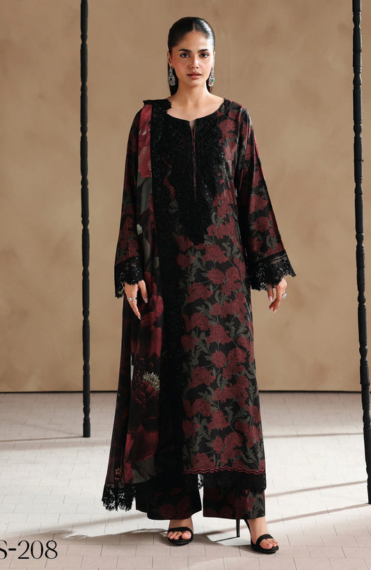 Naqsh by Ramsha Embroidered Raw Silk Unstitched 3 Piece Suit - RS-208 - RM26NQ - Brown - Winter Collection