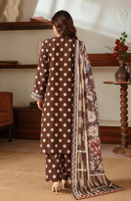 Narmin by Amna Khadija Embroidered Lawn Stitched 3 Piece Suit - AKN-04 - AM26NMN - Brown - Summer Collection