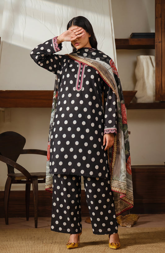 Narmin by Amna Khadija Embroidered Lawn Stitched 3 Piece Suit - AKN-03 - AM26NMN - Black - Summer Collection