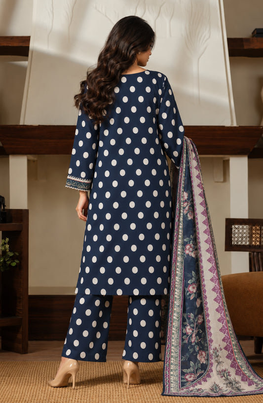 Narmin by Amna Khadija Embroidered Lawn Stitched 3 Piece Suit - AKN-01 - AM26NMN - Blue - Summer Collection