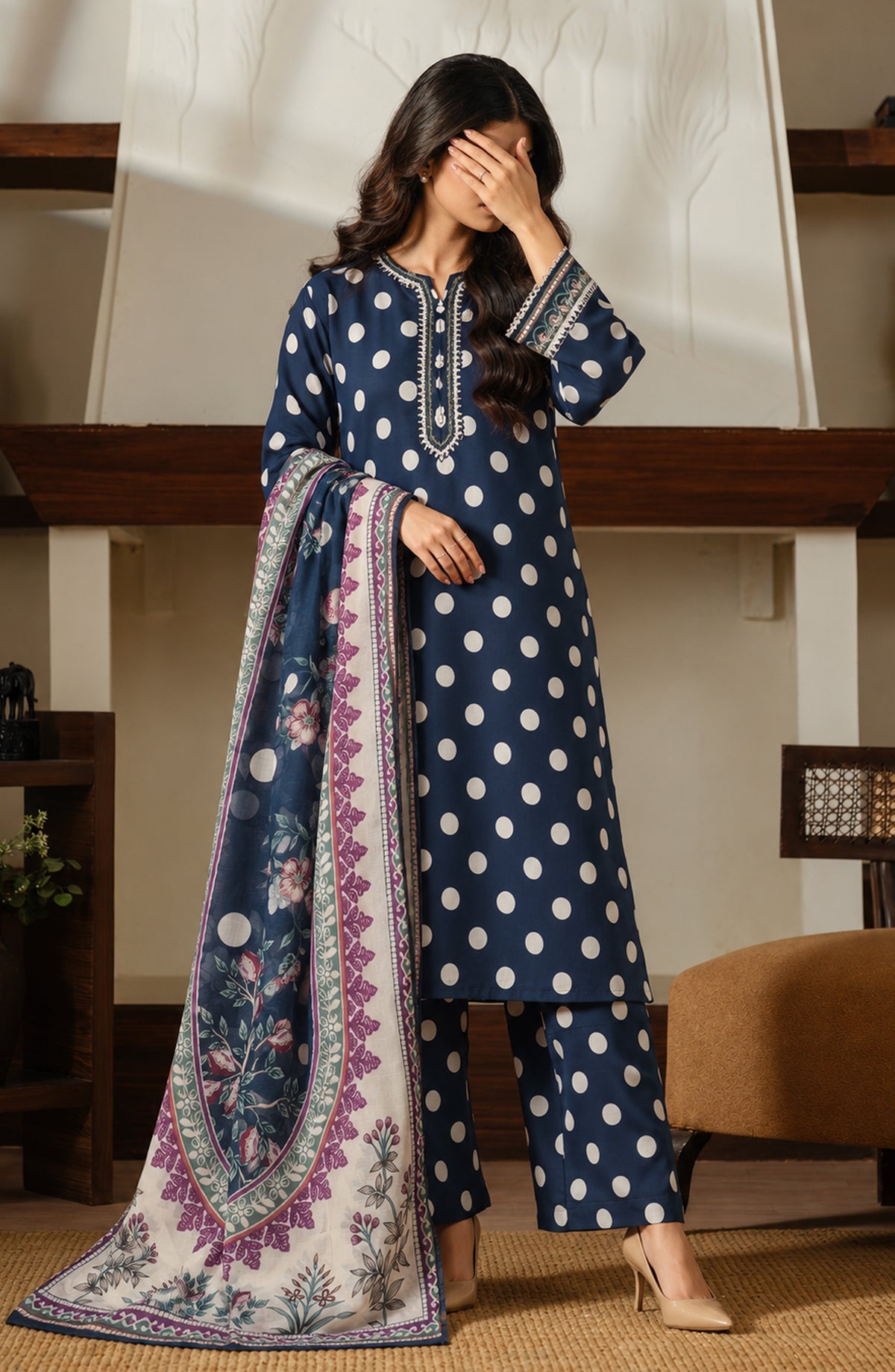 Narmin by Amna Khadija Embroidered Lawn Stitched 3 Piece Suit - AKN-01 - AM26NMN - Blue - Summer Collection