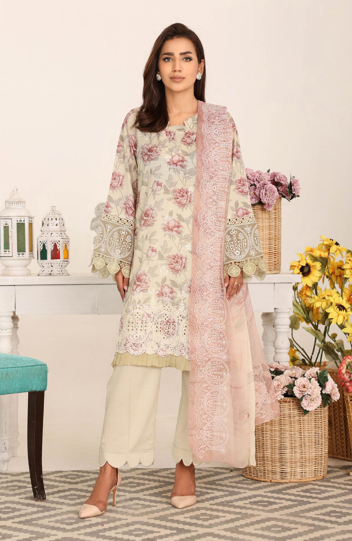 Nawal by Johra Embroidered Lawn Unstitched 3 Piece Suit - JH-876 - JH25NAW - Lime Green - Summer Collection