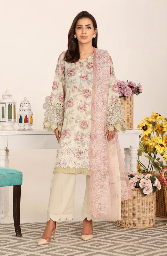 Nawal by Johra Embroidered Lawn Unstitched 3 Piece Suit - JH-876 - JH25NAW - Lime Green - Summer Collection