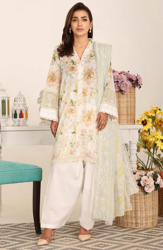 Nawal by Johra Embroidered Lawn Unstitched 3 Piece Suit - JH-874 - JH25NAW - White - Summer Collection