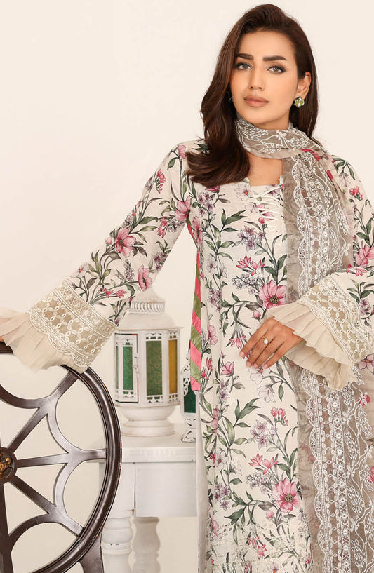 Nawal by Johra Embroidered Lawn Unstitched 3 Piece Suit - JH-872 - JH25NAW - Off White - Summer Collection