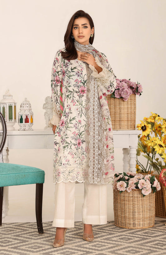 Nawal by Johra Embroidered Lawn Unstitched 3 Piece Suit - JH-872 - JH25NAW - Off White - Summer Collection