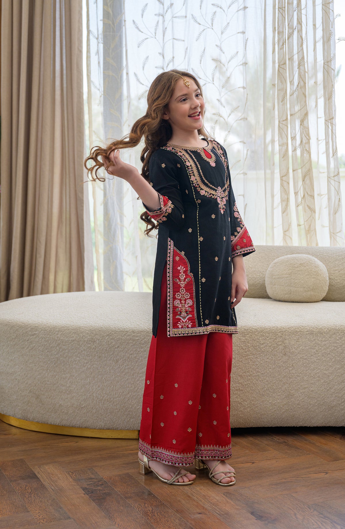 Fresh Birds Embroidered Cotton Lawn Stitched 2 Piece Suit - Nawar - FBR26TW - Black - Festive Girls Collection