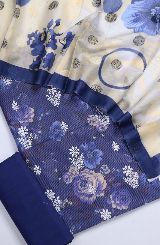 Nayab Subrang by Amna Khadija Printed Lawn Unstitched 3 Piece Suit - Design-08 - AM25RUN - Blue - Summer Collection