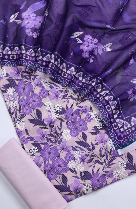 Nayab Subrang by Amna Khadija Printed Lawn Unstitched 3 Piece Suit - Design-07 - AM25RUN - Purple - Summer Collection