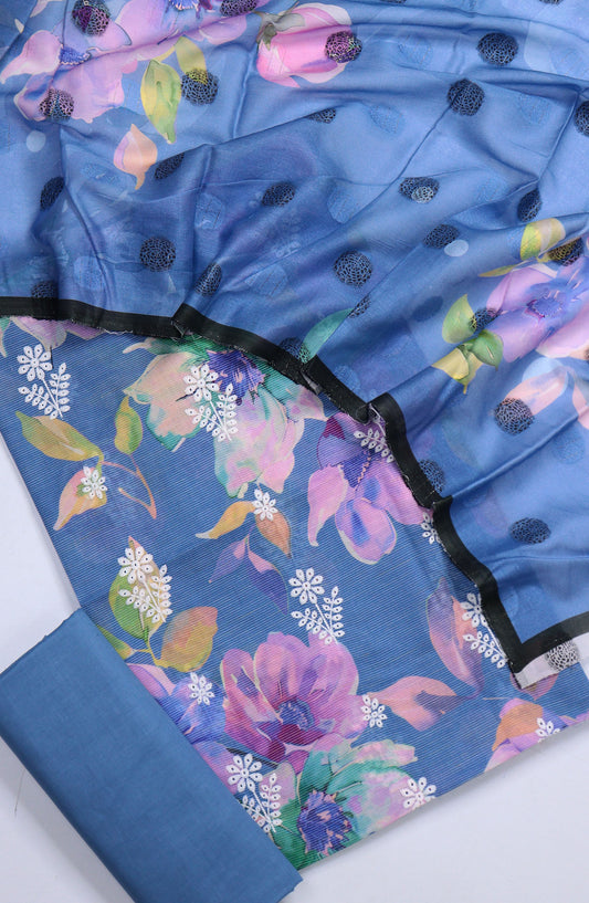 Nayab Subrang by Amna Khadija Printed Lawn Unstitched 3 Piece Suit - Design-03 - AM25RUN - Blue - Summer Collection