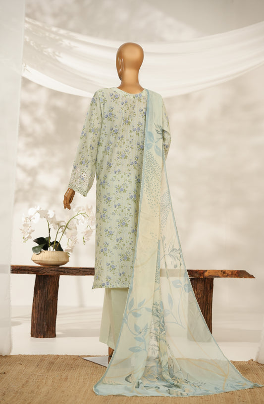 Nayab by Amna Khadija Printkari Embroidered Doria Fine Cotton Stitched 3 Piece Suit - NPED-10 - AM25NYB2 - Green - Summer Collection
