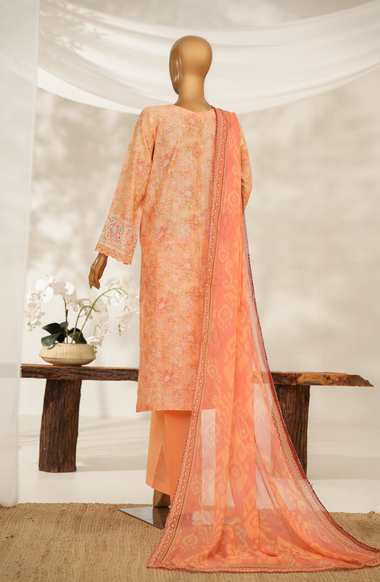 Nayab by Amna Khadija Printkari Embroidered Doria Fine Cotton Stitched 3 Piece Suit - NPED-07 - AM25NYB2 - Orange - Summer Collection
