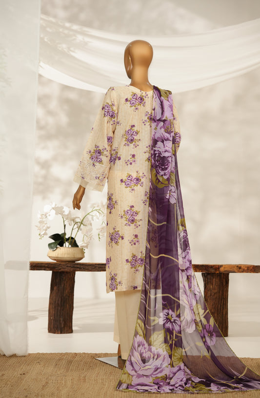 Nayab by Amna Khadija Printkari Embroidered Doria Fine Cotton Stitched 3 Piece Suit - NPED-06 - AM25NYB2 - Fawn - Summer Collection