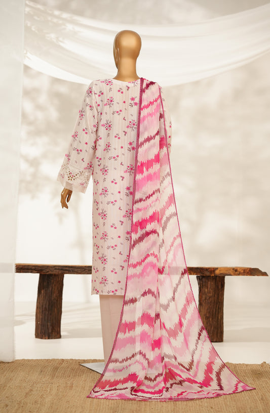 Nayab by Amna Khadija Printkari Embroidered Doria Fine Cotton Stitched 3 Piece Suit - NPED-05 - AM25NYB2 - Pink - Summer Collection