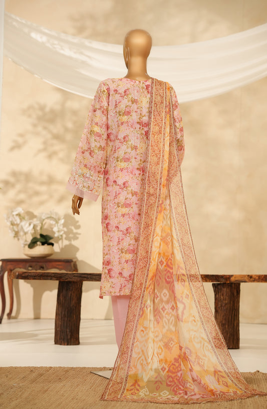 Nayab by Amna Khadija Printkari Embroidered Doria Fine Cotton Stitched 3 Piece Suit - NPED-04 - AM25NYB2 - Pink - Summer Collection