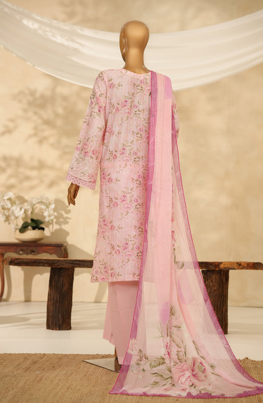Nayab by Amna Khadija Printkari Embroidered Doria Fine Cotton Stitched 3 Piece Suit - NPED-03 - AM25NYB2 - Pink - Summer Collection