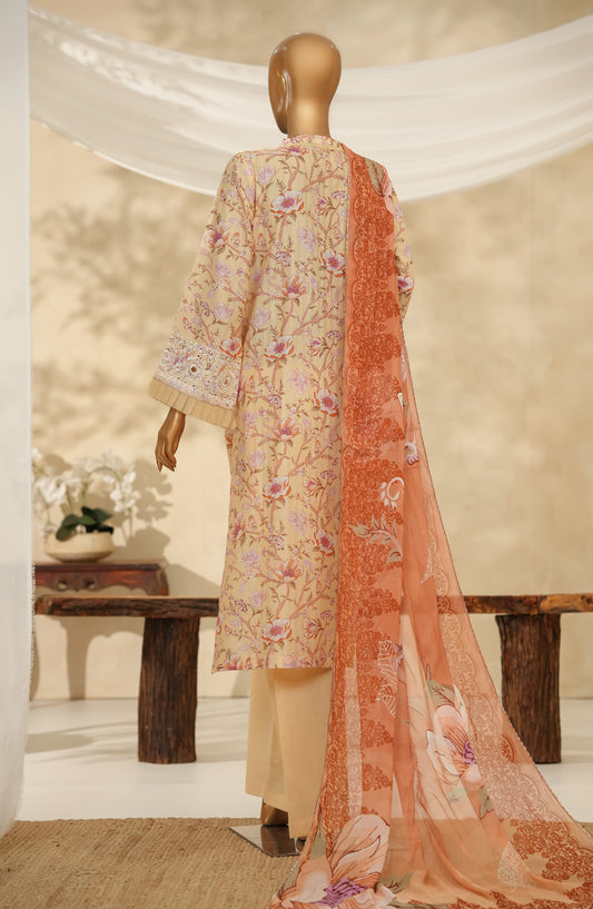Nayab by Amna Khadija Printkari Embroidered Doria Fine Cotton Stitched 3 Piece Suit - NPED-01 - AM25NYB2 - Orange - Summer Collection