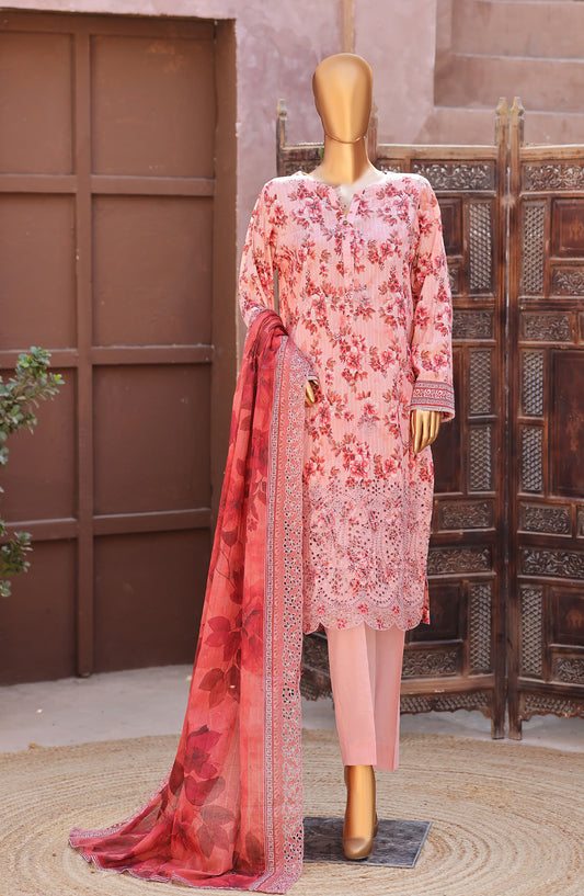 Nayab by HZ Textile Embroidered Lawn Unstitched 3 Piece Suit - D-10 - HZ26TAN - Pink - Summer Collection