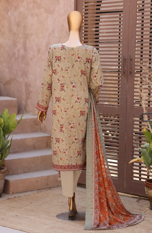 Nayab by HZ Textile Embroidered Lawn Unstitched 3 Piece Suit - D-09 - HZ26TAN - Brown - Summer Collection