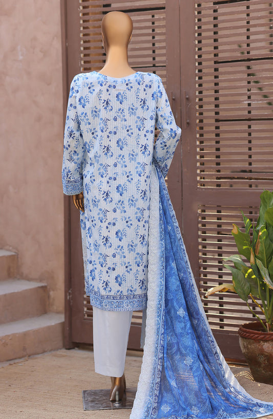 Nayab by HZ Textile Embroidered Lawn Unstitched 3 Piece Suit - D-07 - HZ26TAN - Blue - Summer Collection