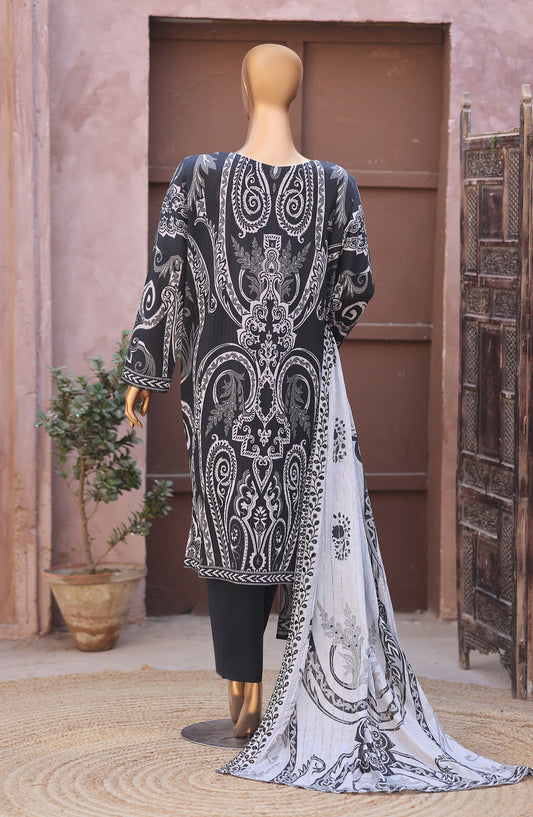 Nayab by HZ Textile Embroidered Lawn Unstitched 3 Piece Suit - D-04 - HZ26TAN - Black - Summer Collection