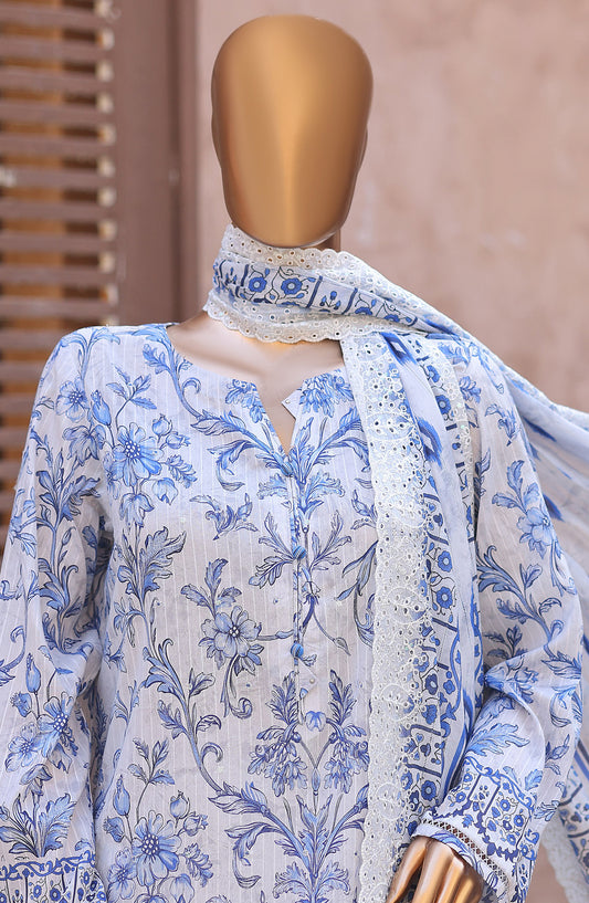 Nayab by HZ Textile Embroidered Lawn Unstitched 3 Piece Suit - D-03 - HZ26TAN - Blue - Summer Collection