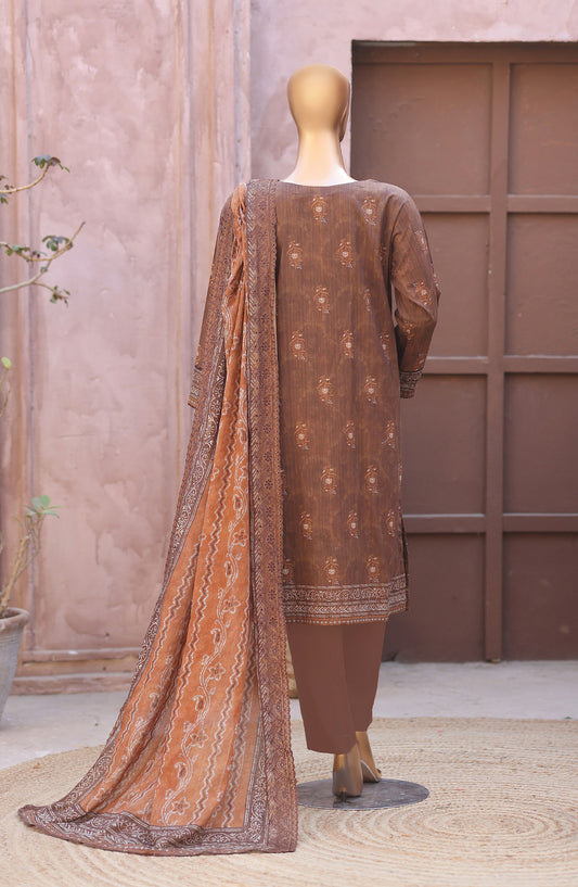 Nayab by HZ Textile Embroidered Lawn Unstitched 3 Piece Suit - D-02 - HZ26TAN - Brown - Summer Collection