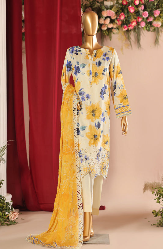 Nayab by HZ Textile Embroidered Lawn Unstitched 3 Piece Suit - Design-09 - HZ26NYB - Yellow - Summer Collection