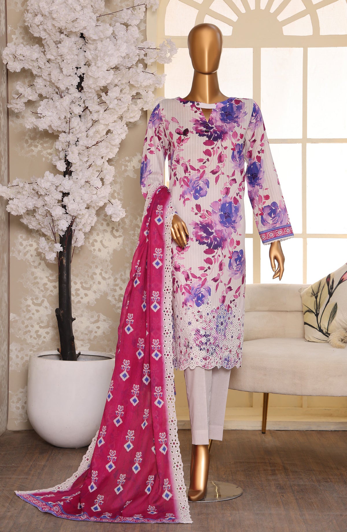 Nayab by HZ Textile Embroidered Lawn Unstitched 3 Piece Suit - Design-07 - HZ26NYB - Multi - Summer Collection
