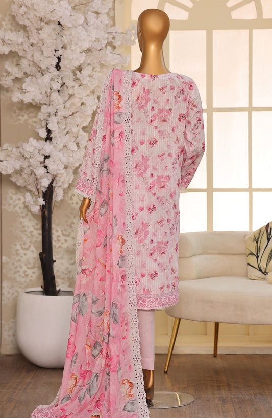 Nayab by HZ Textile Embroidered Lawn Unstitched 3 Piece Suit - Design-05 - HZ26NYB - Pink - Summer Collection