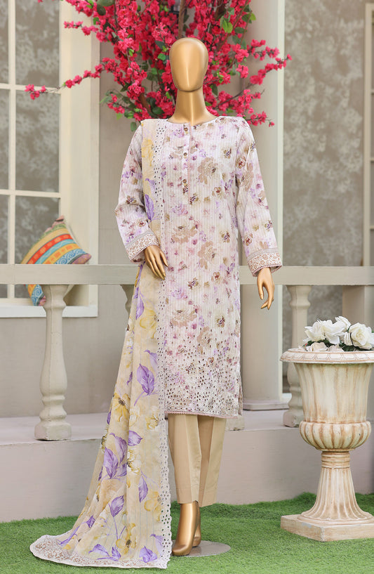 Nayab by HZ Textile Embroidered Lawn Unstitched 3 Piece Suit - Design-03 - HZ26NYB - White - Summer Collection