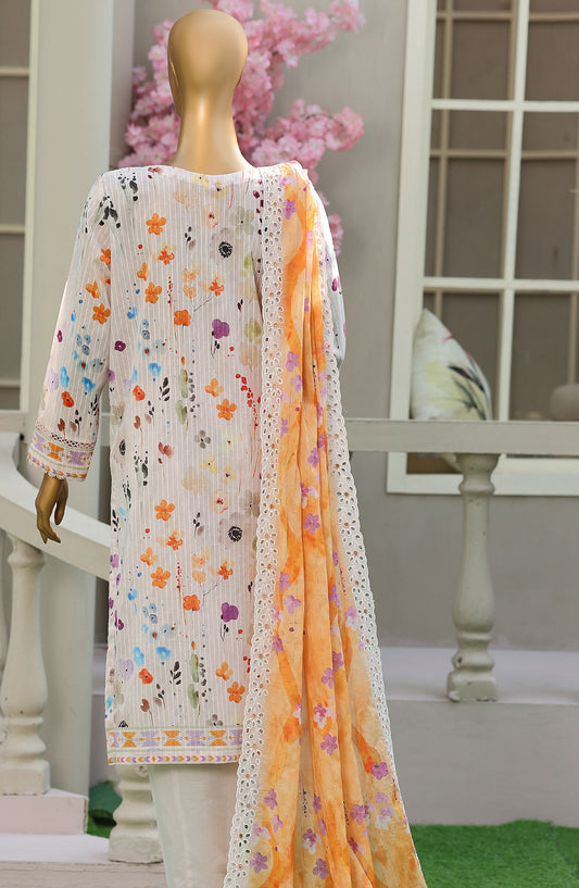 Nayab by HZ Textile Embroidered Lawn Unstitched 3 Piece Suit - Design-01 - HZ26NYB - White - Summer Collection
