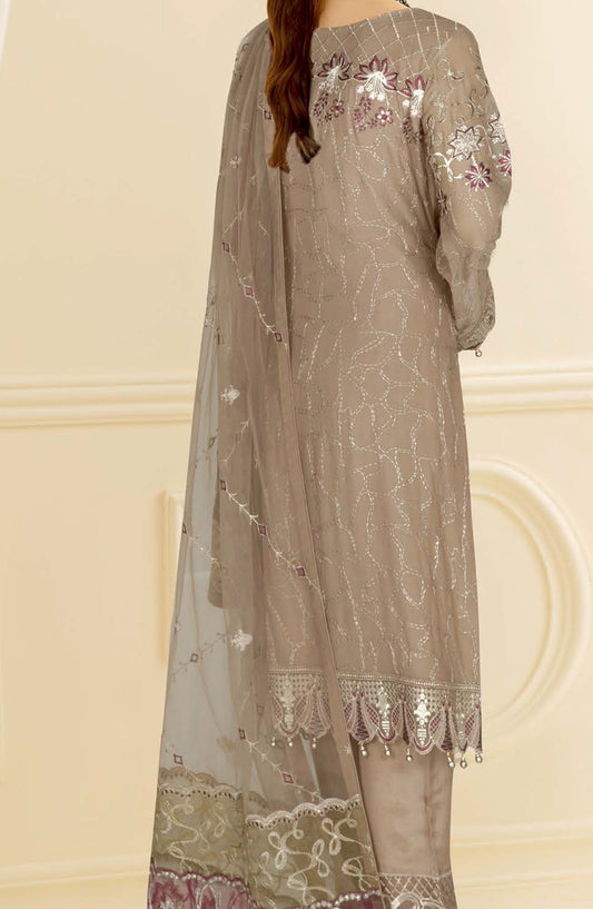 Nayab by Ramsha Luxury Embroidered Chiffon Unstitched 3 Piece Suit - N-412 - RM26NYB - Brown - Festive Collection