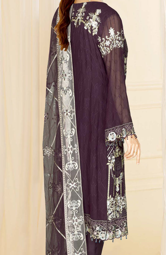 Nayab by Ramsha Luxury Embroidered Chiffon Unstitched 3 Piece Suit - N-411 - RM26NYB - Purple - Festive Collection