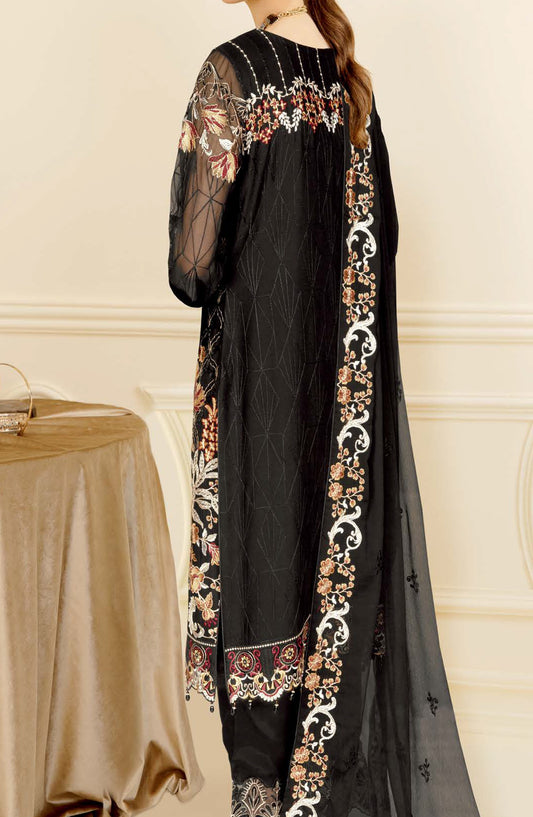 Nayab by Ramsha Luxury Embroidered Chiffon Unstitched 3 Piece Suit - N-406 - RM26NYB - Black - Festive Collection